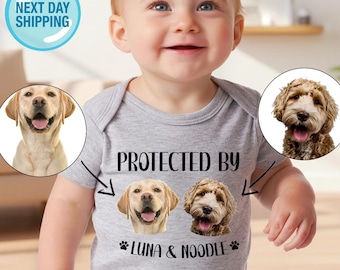Custom Protected By Dog Shirt, Protected By Pets Shirt, Newborn Baby Gift, Personalized Baby Onesie®, Custom Dog Shirt, Baby Shower Gifts