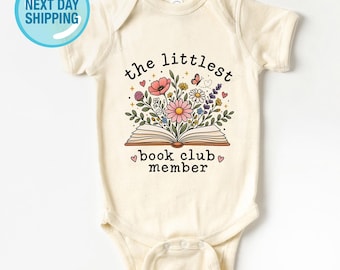 The Littlest Book Club Member Baby Onesie®, Floral Book Toddler T-Shirt, Book Lover Mom Gift