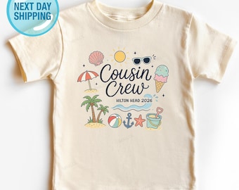 Personalized Cousin Beach Vacation Graphic Tee: Coquette Doodles T-Shirt with Custom Text