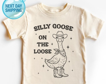 Camiseta infantil "Ganso tonto suelto", camiseta divertida para niños pequeños con diseño de ganso tonto, conjunto divertido de animales de granja para jóvenes, camiseta de pato para niños pequeños, camiseta de ganso.