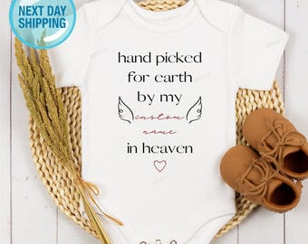 Handpicked For Earth Onesie®, In Heaven Onesie®, Baby Announcement Onesie®, Custom Onesie®, Baby Onesie®, Heaven Sent Onesie®, New Baby Gift
