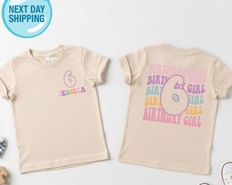 Personalized Birthday Girl Shirt, Custom Name Age Groovy Birthday Girl Tee, Toddler Birthday Girl Outfit, Birthday Girl Gifts