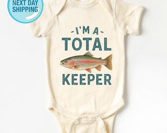 Total Keeper Baby Outfit, Funny Fishing Bodysuit, Cute Outdoor Baby Outfit, Adorable Baby Shower Gift, Newborn Clothes For Fisherman Dad