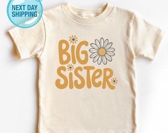 Big Sister Shirt, Daisy Boho New Big Sister Gift, Toddler Tee, Baby Announcement Tshirt, Retro Big Sis Flower Tee