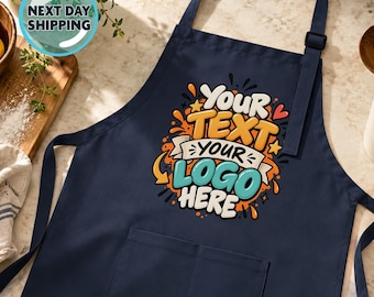 Custom Logo Apron, Personalized Text, Photo Kitchen Bib