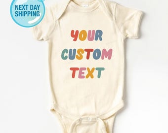 Retro Custom Text Bodysuit, Custom Wording Baby Onesie®, Your Custom Text Onesie®, Customized , Personalized Onesie® Custom Design Snap Suit