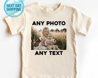 Personalized Kids Photo T-shirt, Childrens Custom Photo and Text Shirt