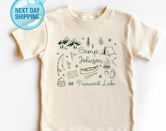 Coquette Camp Name Tshirt: Camping Family Matching Graphic Tee Shirts for Kids