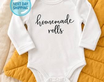 Homemade Rolls Baby Onesie®, Funny Thanksgiving Onesie®, Cute Fall Onesie®, Thanksgiving Baby Onesie®