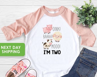 Oink Bah Moo I'm Two Shirt, Farm Birthday Shirt, Barn Animal Birthday Shirt, Turning 2 Birthday Shirt, I'm Two Tee, Farm Theme Party