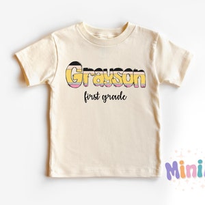 Back to School Kid Shirts, First Day of School Shirts, Custom Pencil Kids Name Shirt, Pencil Name Monogram, Kids Shirt School Shirt for Kids