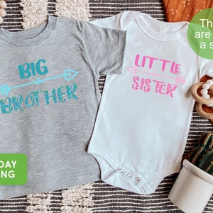 Pregnancy Reveal, Big Brother Little Sister Matching Sibling Set, Baby Shower Gift, Take Home Outfit, Matching Sibling Set