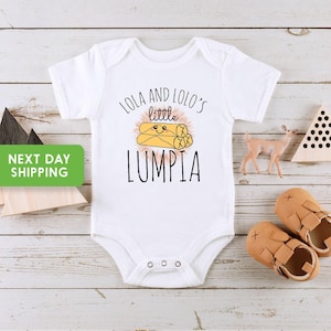 Lola&#39;s Little Lumpia Baby Onesie®, Filipino Food Baby Clothes, Baby Shower Gift, Cute Filipino Grandparents Gift, Pinay Present