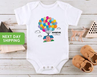 Adventure Is Out There Baby Onesie®, Balloon House Toddler Shirt, Baby Shower Gift, Explorer Newborn Outfit, Pregnancy Announcement