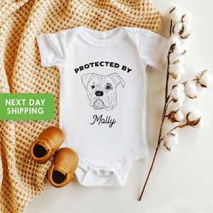 New Best Friend Onesie®, Protected By Dog Onesie®, Personalized Dog Name Onesie®, Dog Name Onesie®, Baby Shower Gift, Newborn Baby Gift