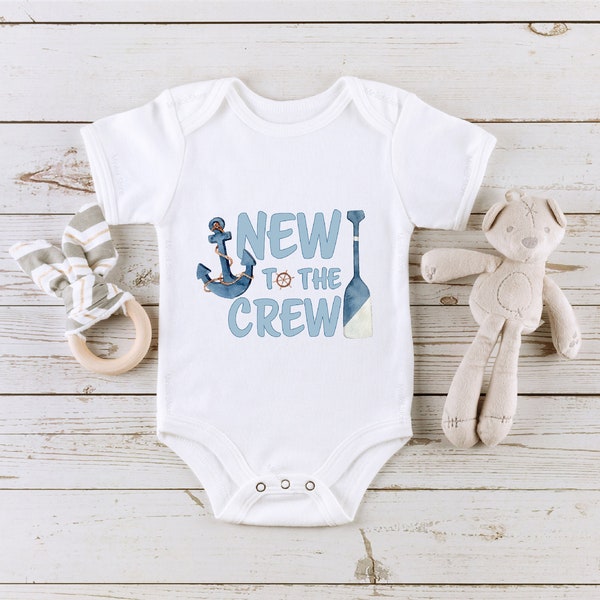 New To The Crew Anchor Onesie®, Cute New to the Crew Onesie®,  Fishing Onesie®, Baby announcement, Baby shower Gift, New Baby Reveal