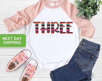 Serape Birthday Shirt, Fiesta Birthday Shirt, Taco Tuesday Birthday Shirt, 3rd Birthday Shirt, Kids Birthday Tshirt