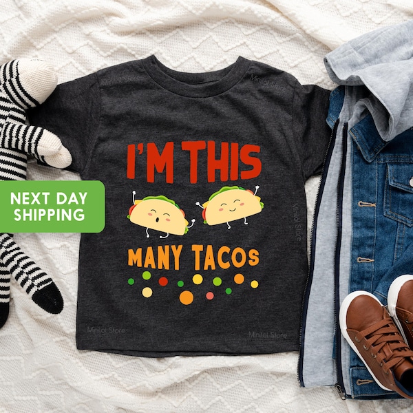 Second Birthday Taco Shirt, I'm This Many Tacos Shirt, 2nd Birthday Shirt, Mexican Baby Gift, Tacos Birthday Shirt, Kids Birthday Shirt