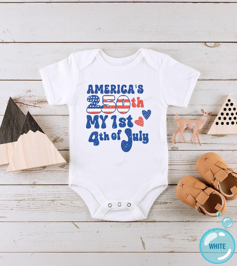 My First 4th of July Onesie®, America's 250th Year Baby Outfit, America 250th Shirt, Patriotic Baby Clothes, Independence Day Bodysuit 2026 画像 3