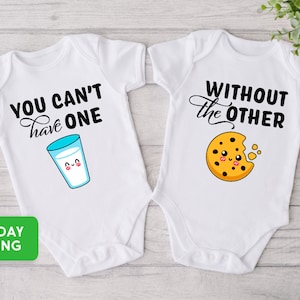Twin Onesie®, Can't Have One, Without The Other Twin Onesie®, Cute Best Friend Twin Baby Onesie®, Funny Milk And Cookie Twin Bodysuits
