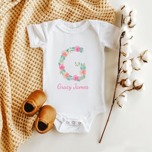 Girls Personalized Floral Name Shirt, Custom Floral Name Toddler Girl Shirt, Flower Girls Shirt, Baby Shower Gift, Custom Name Baby Gift