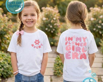 Camiseta personalizada "En mi época de niña de las flores", camiseta para niña de las flores, camiseta para fiesta de bodas infantil, camiseta para fiesta nupcial infantil, camiseta para propuesta de niña de las flores