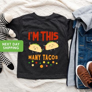 Second Birthday Taco Shirt, I&#39;m This Many Tacos Shirt, 2nd Birthday Shirt, Mexican Baby Gift, Tacos Birthday Shirt, Kids Birthday Shirt
