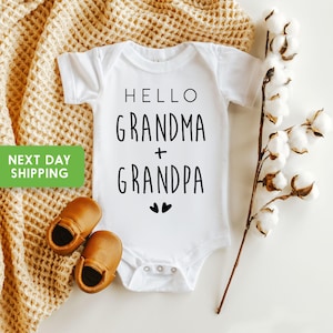 Hello Grandma and Grandpa Baby Onesie® Grandparents Announcement Onesie® Baby Cute Grandma & Grandpa Baby Onesie®
