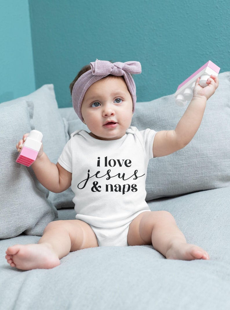 I Love Jesus & Naps Onesie®, Christian Baby Bodysuit, Cute Religious Baby Shower Gift image 1