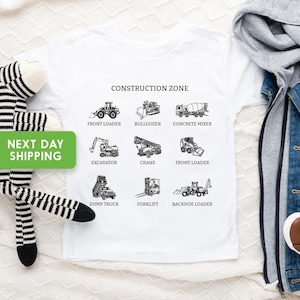 Maglietta per bambini &quot;Cantiere&quot;, maglietta per bambini con trattore d&#39;epoca, abbigliamento per bambini &quot;Cantiere&quot;, maglietta per bambini con camion, maglietta per bambini &quot;Cantiere&quot;
