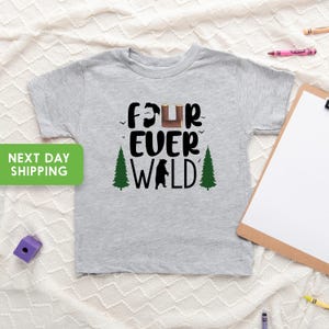 4rd Birthday Boy Shirt, Fourth Birthday  Shirt, Four Ever Wild Boy Shirt, Fourth Birthday Buffalo Plaid Boy Shirt