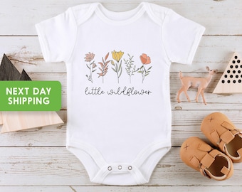 Little Wildflower Baby Bodysuit, Flower Baby Outfit,  Boho  Girl Clothes, Girl Outfit, Boho Baby Clothes, Baby Shower Gift Girl
