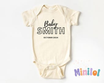 Personalized Pregnancy Announcement Name Baby Natural Onesie®,  Personalized Baby Name Onesie®, Baby Name Onesie®, Coming Soon Baby Onesie®