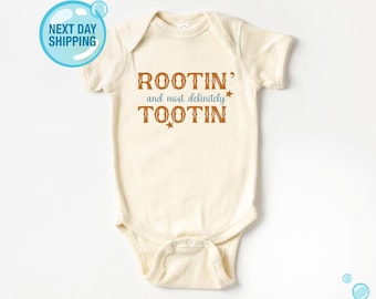 Rootin and Most Definitely Tootin Baby ONESIES® Bodysuit, Cowboy, Western, Rodeo, Country, Farm, Baby Shower Gift Natural Bodysuit