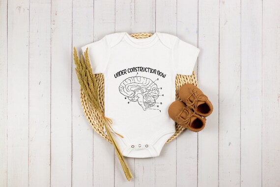 Under Construction Brain Diagram Onesie®, Funny Sayings Onesie 