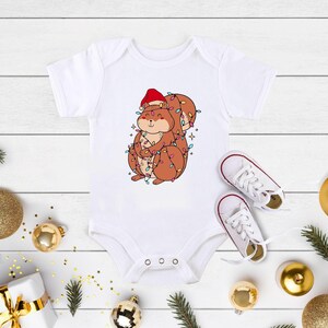 Christmas Squirrel Lights Baby Onesie®, Christmas Shirt, Funny Christmas Shirt, Christmas Gift Shirt, Christmas Gift For Baby
