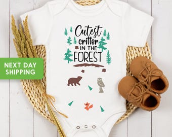 Cutest Critter In The Forest Onesie®, Woodland Animals Bodysuit, Cute Baby Shower Gifts, Woodland Animals Shirt, Woodland Newborn Baby Gifts