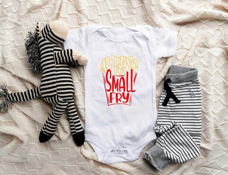 Cute "Small Fry" Baby Onesie® Funny Baby Onesie® Hipster Baby Onesie® Cute Baby Onesie® image 2
