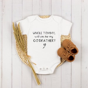 Personalized Baptism Baby Gift, Will You Be My Godfather Baby Onesie®, Cute Godfather Announcement Onesie®, Personalized Baptism Onesie®