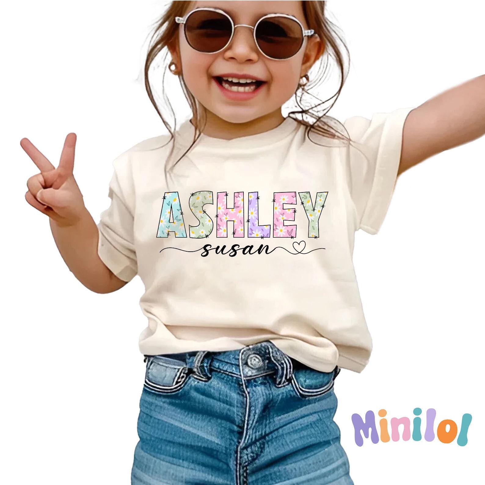 Custom Kids Name With Daisies T-Shirt, Back To School Shirt Shirt, Toddler Girl First Day of School Tee, Floral Kindergarten Shirt With Name