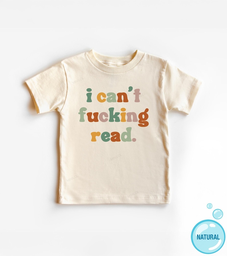 I Can’t Fucking Read Onesie®, Funny Baby Shower Gift and Sarcastic Kids Shirt zdjęcie 3