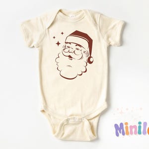 Retro Santa Onesie®, Cute Christmas Kids Outfit, Natural Holiday Baby Onesie®, Christmas Santa Onesie®, Kids Christmas Gift, Xmas Gift