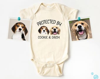 Ilustración artística personalizada protegida por Pet Portrait Baby Body: Body personalizado para perro y gato®