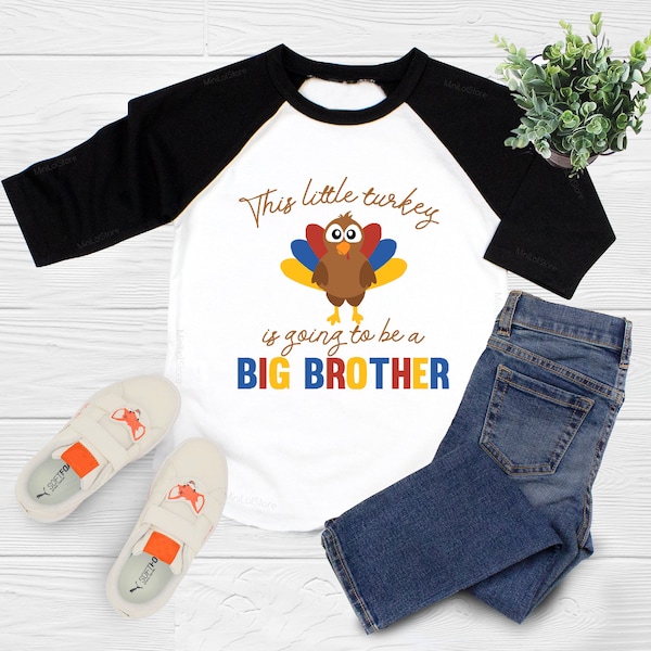 Little Turkey Going To Be A Big Brother Shirt, Thanksgiving Big Brother Announcement Shirt, Boys Fall Outfit