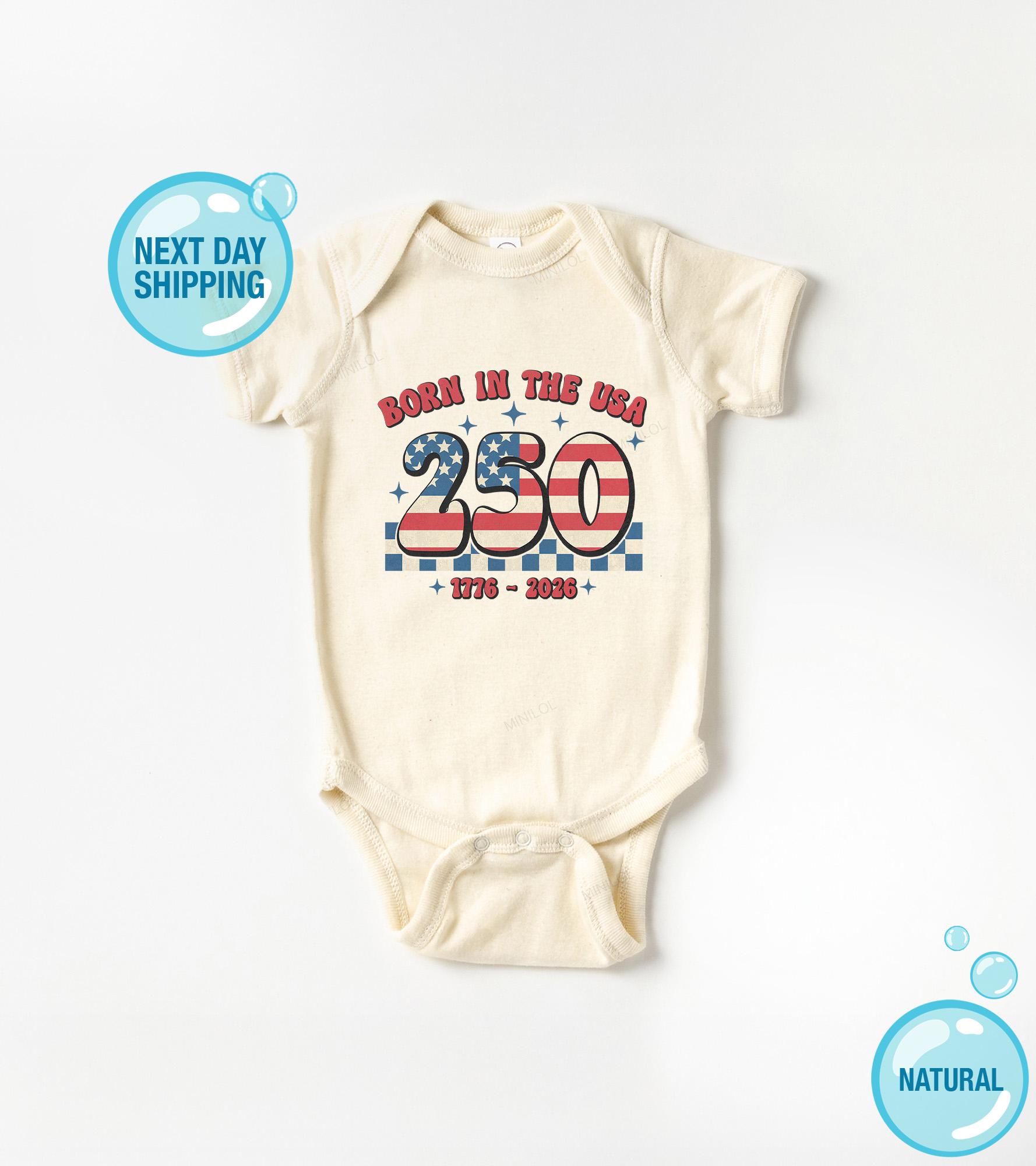 USA 250 Baby Onesie®, Born in USA Outfit, 4th of July Baby Clothes