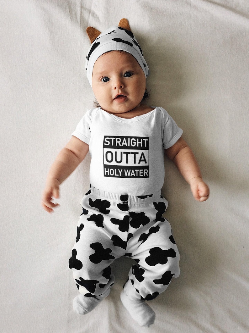 Funny Holy Water Baptism Onesie®, Christian Baby Bodysuit and Christening Gift for Newborns image 4
