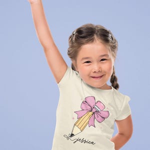 Kids Back To School Shirt, First Day Of School, Cute Pencil Bow Tees, Toddler Girls Shirt, Pencil Tee, Pencil With Bow Kids Outfits