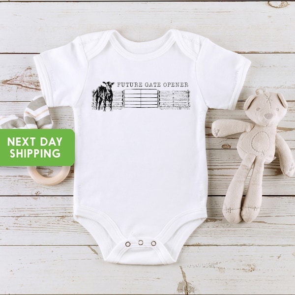 Baby Bodysuit, Future Gate Opener Bodysuit, Future Western Baby Boy Retro Baby Bodysuit, New Ranchhand Baby Bodysuit, Cute Country Onesie®