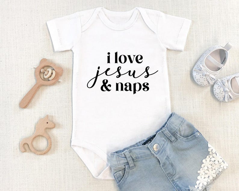 I Love Jesus & Naps Onesie®, Christian Baby Bodysuit, Cute Religious Baby Shower Gift image 5