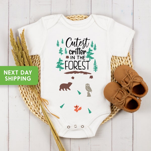 Cutest Critter In The Forest Onesie®, Woodland Animals, Baby Shower Gift, Woodland Animals Shirt, Woodland Baby Gift